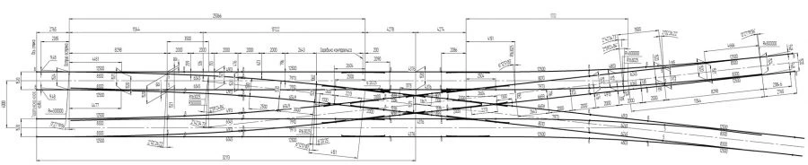 Cross turnout type R65 model 2/9 on concrete blocks project N02.001.0000.00