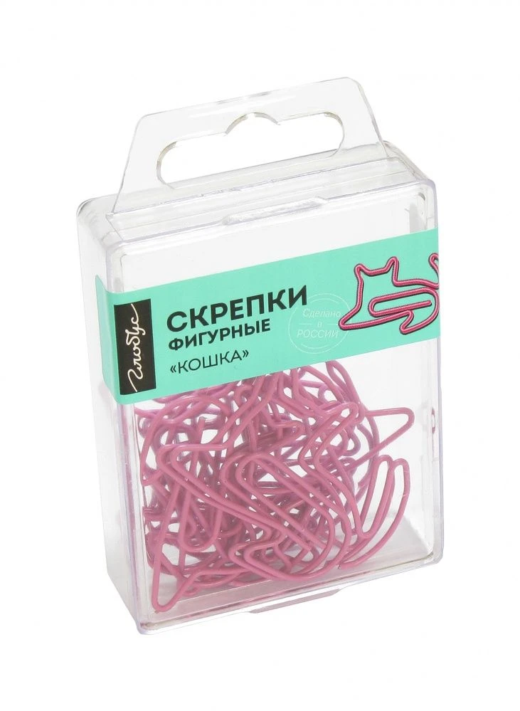Cat-Shaped Paper Clips 45mm - Pink, Pack of 12
