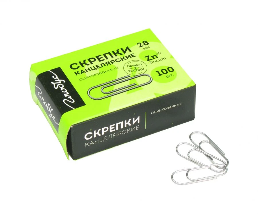 High-Quality Zinc-Coated Paper Clips 28mm, 100 pcs