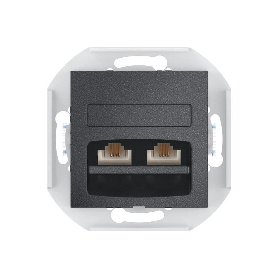 CADUCEUS ALING PRESTIGE مخرج الهاتف المزدوج الخفي 2xRJ12 6P4C، جرافيت، فن. 6013.2