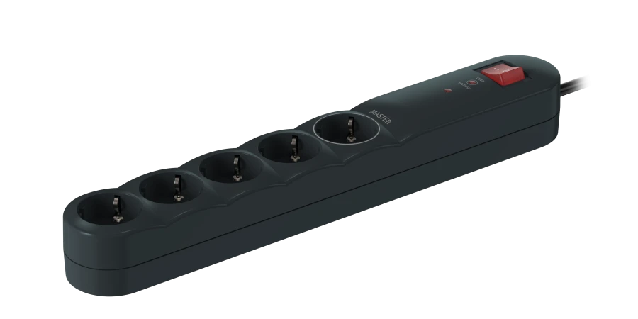 CADUCEUS ALING Network Filter Extension Cord 5x16A with Switch, 2.3kW, 250V~, 1.5m, Anthracite, Art. 44701