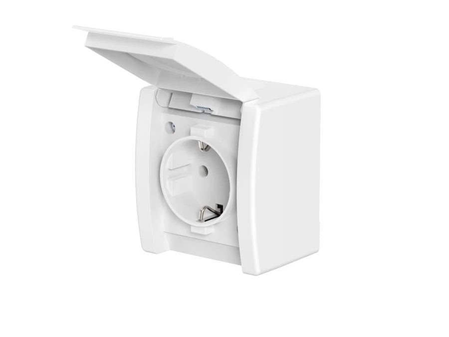 مقبس خارجي CADUCEUS ALING POWER مع تأريض 16 أمبير، 250 فولت، IP44، أبيض، فن. 2411.00