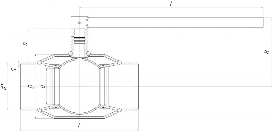 Stainless Steel Reduced Ball Valve for Welding KSH.P.065.25-03