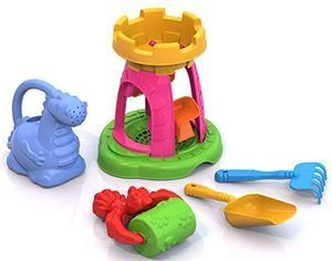 Colorful Sand Play Set No. 132 (Rake, Shovel, Castle Mill, Roller, Watering Can)