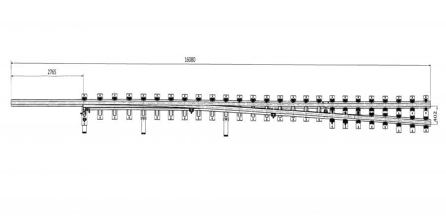 Straight Frame Rail with Curved Spikes for Switch Project N01.004.1000.00