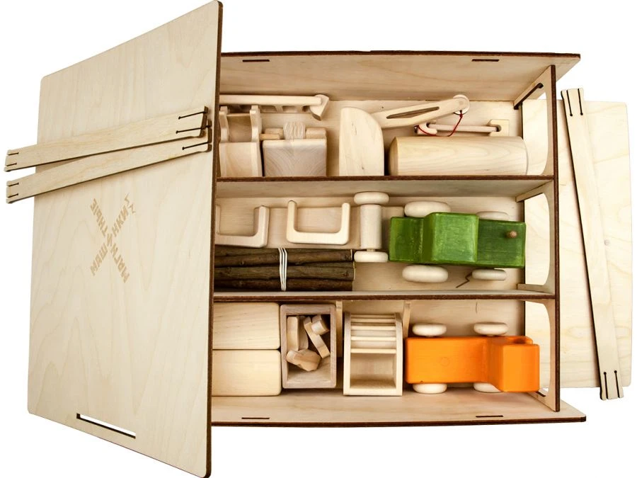 مجموعة سيارات مغناطيسية مع مرآب خشبي 06029ج