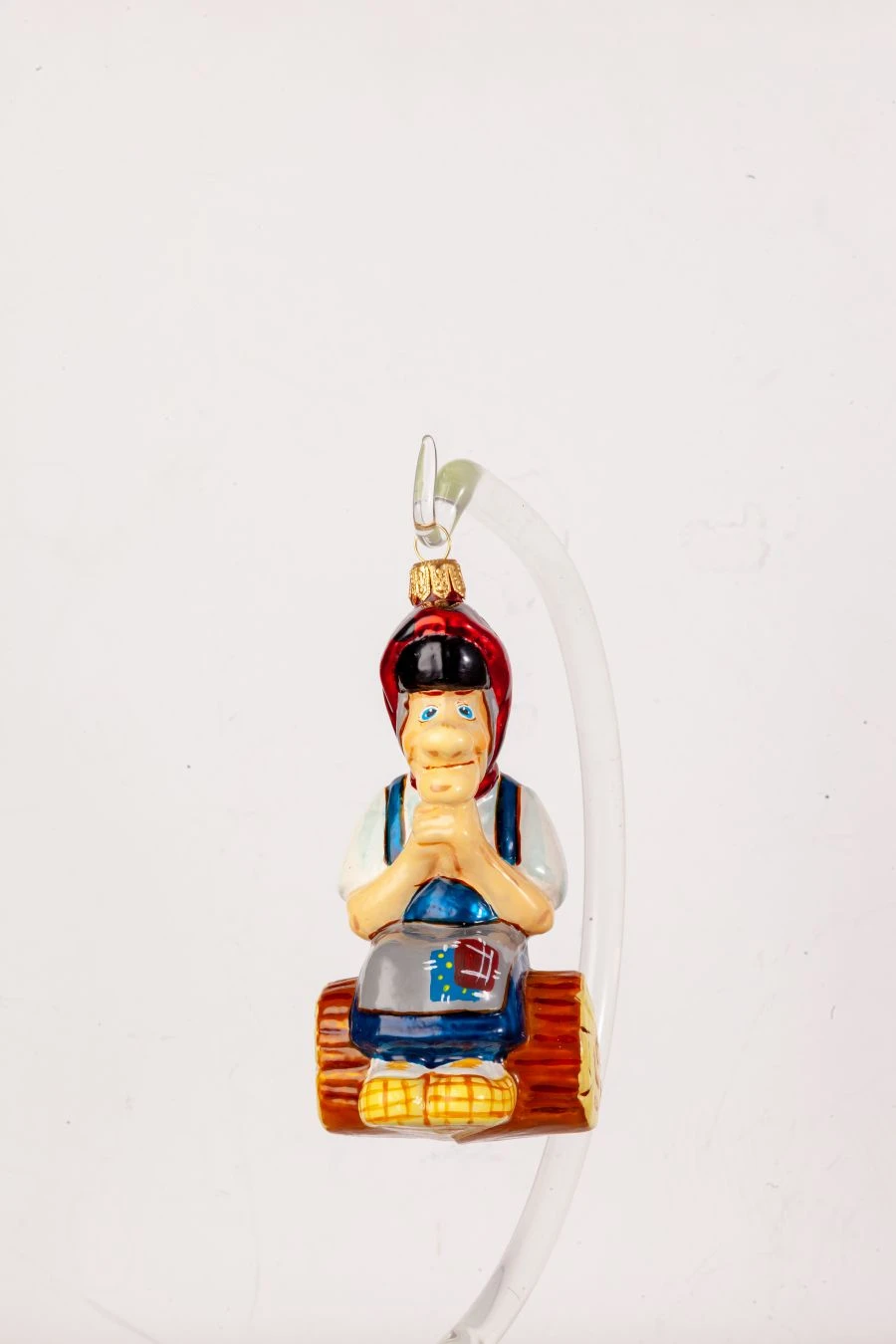 Handmade Glass Christmas Ornament "Old Woman by the Trough