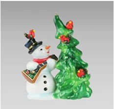 Handmade Glass Christmas Ornament "Snowman with Balalaika and Tree