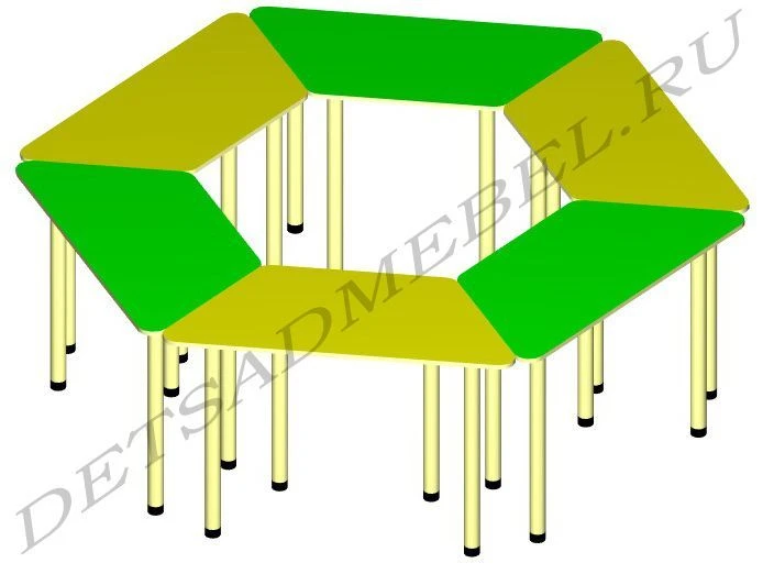 Trapezoidal Two-Seat Table for Preschool Institutions