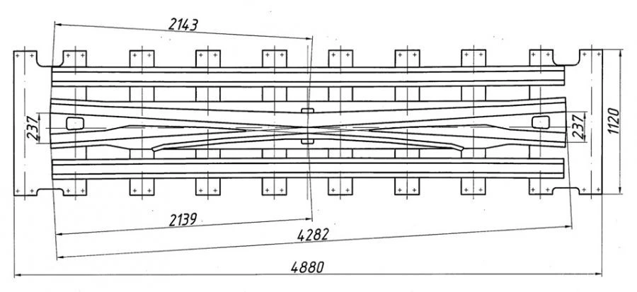 R65 Type Crosspiece for Rail Switches, Model 1/9