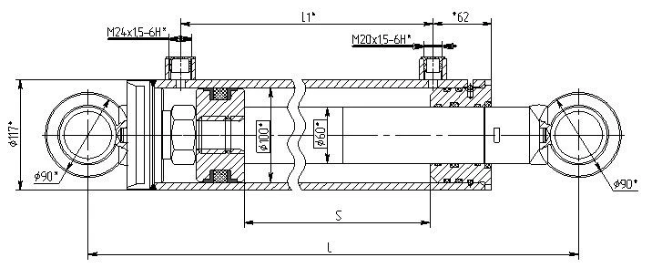 Hydraulic Cylinder 1143-01.00.00.00 (100x60-800 mm) 16 MPa