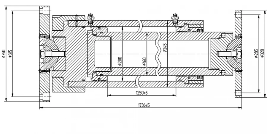 Hydraulic Cylinder 1155-1156.00.00 (200x160-1250 mm) 70MPa