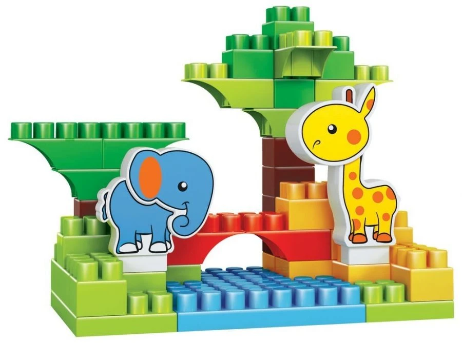 Educational Children's Building Toy - Bauer ZooBlox Set "Giraffe and Elephant" 33 Pieces, Art. 584