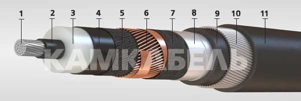 Power Cable with Aluminum Conductors, XLPE Insulation, 6-35 kV, AПвКП