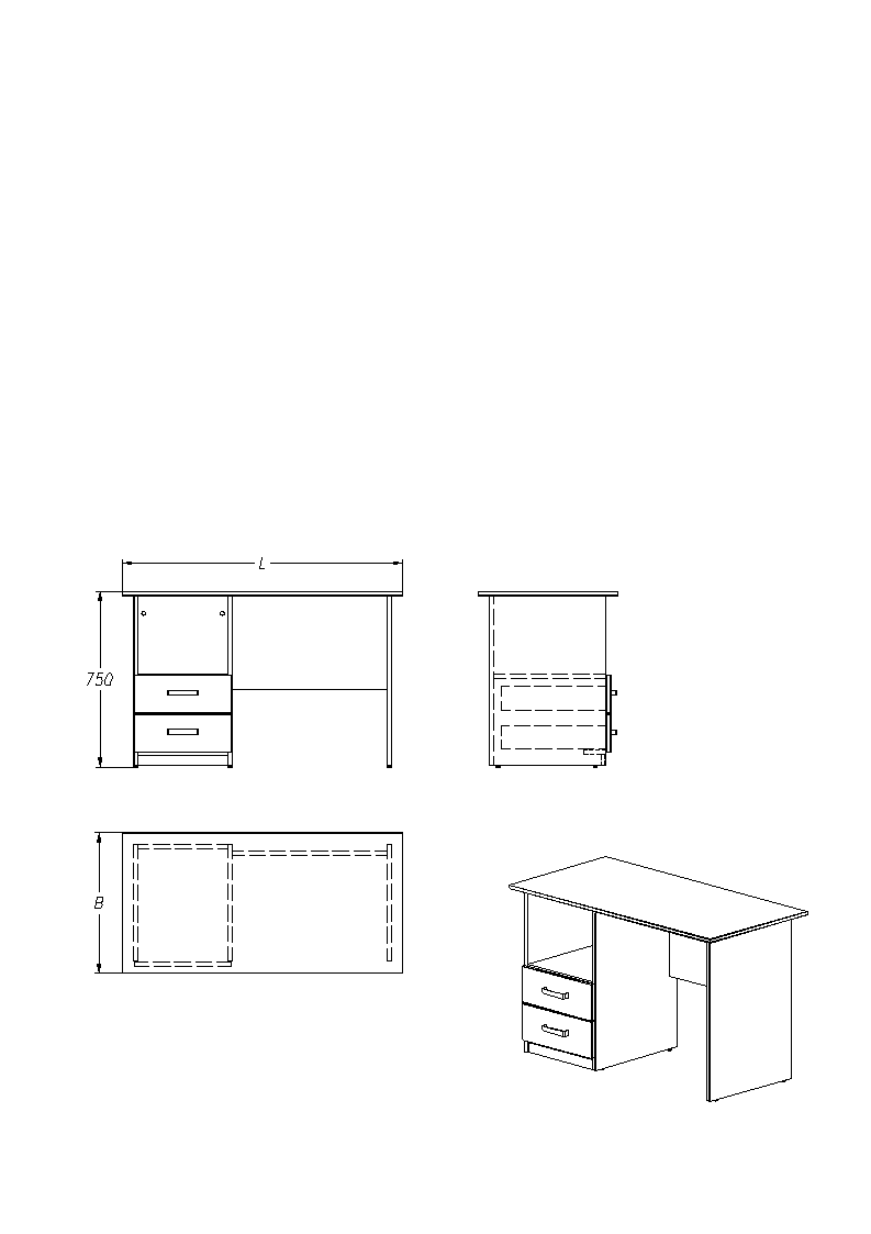طاولة كتابة ومؤتمرات مع خزانة (موديل 103.2Я.Н)