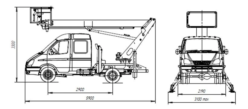 Hydraulic Aerial Platform AHP-14T GAZ-33023 14M 200/250KG 8.4M