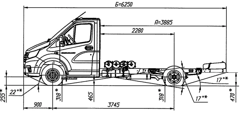 شاسيه GAZelle NN، تعديل A21R36، محرك ثنائي الوقود (بنزين/غاز CNG)