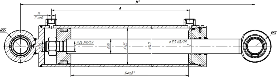أسطوانة هيدروليكية 1145M-01.00.00.00 (125x50-200 مم)