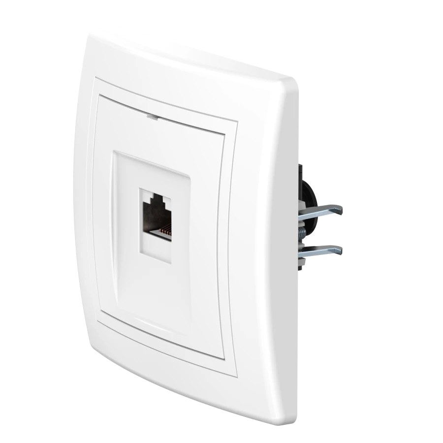 مقبس كاديوس ألينغ بريستيج للتثبيت المخفي مع وحدة كايسون RJ45 8P8C Cat.6A UTP، أبيض، فن. 616.000