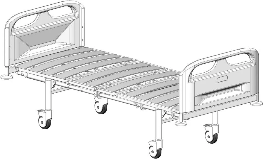 Functional Hospital Bed on Wheels with Plastic Backs - KФ3-01-«MCK» (MCK-3103Л)