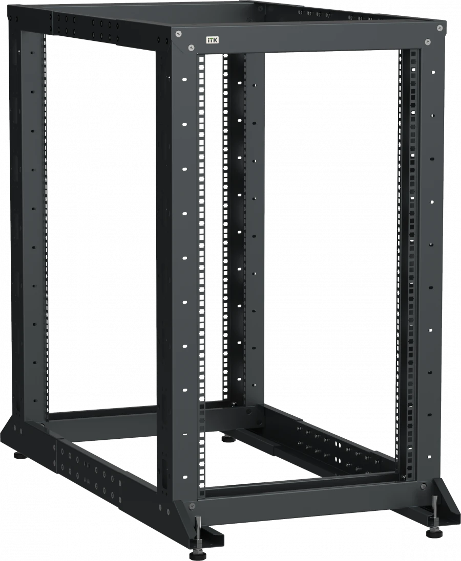 رف قابل للتعديل ذو عمودين 33U 600x600-1000 مم باللون الأسود LF05-33U61-2GM
