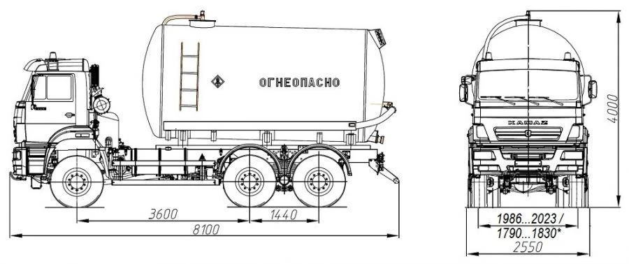 Oil and Gas Condensate Collection Tank AKN/AKNS 4680A6-30 on KAMAZ Chassis 6522-53, 6522-54, 6522-RT
