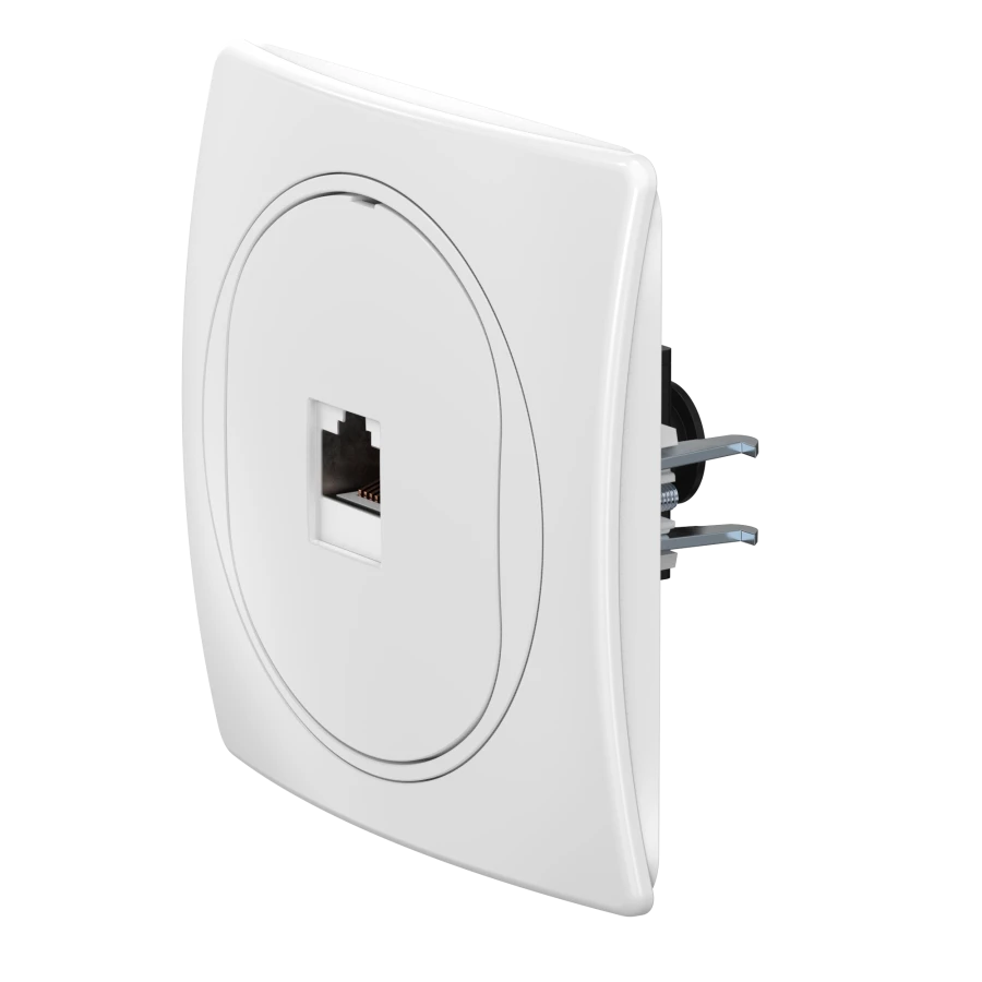 قابلة تركيب مخفية CADUCEUS ALING EON مع وحدة كايستون RJ45 8P8C Cat.6 UTP، بيضاء، فن. E6150.00