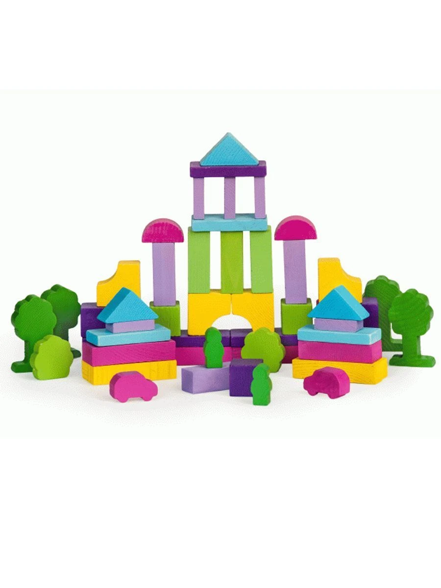 Evening Color Palette Wooden Building Set - 55 Pieces, Art. 6674-32