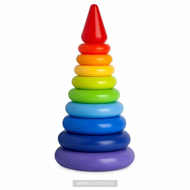 Rainbow Pyramid Toy for Kids - 10 Colorful Rings