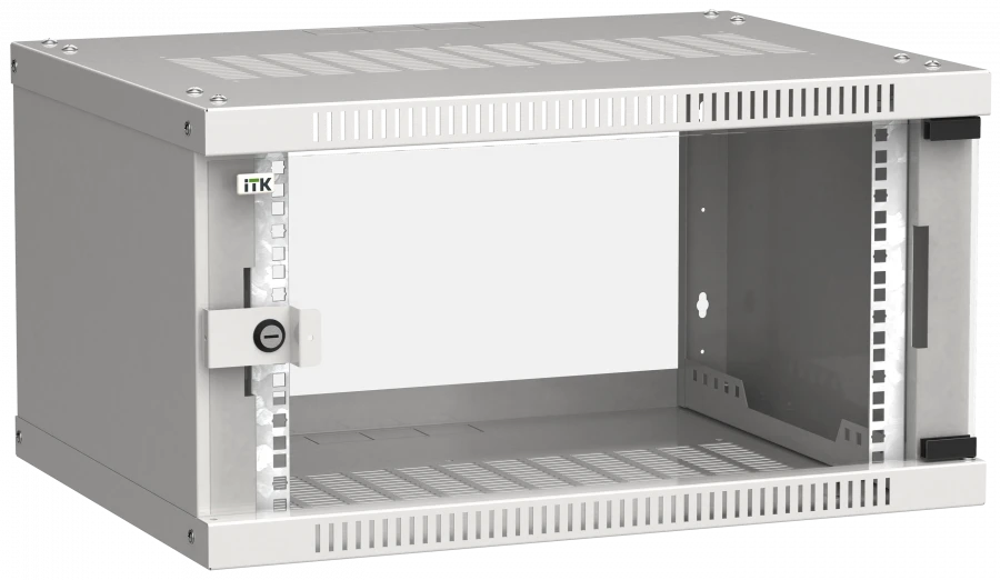 LINEA WE 6U Wall Cabinet with Glass Door, Gray, 600x450mm, Model LWE3-06U64-GF