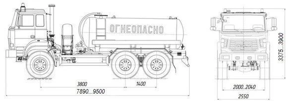 Oil and Gas Condensate Collection Tank AKN/AKNS 4680L8 on Ural 4320 Chassis