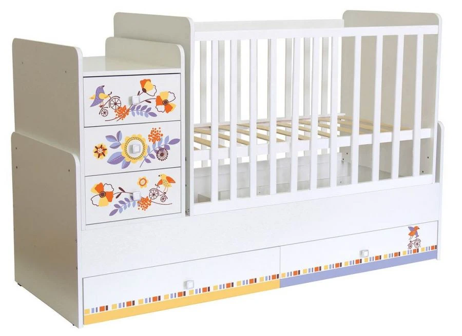 Polini Kids Simple 1100 Crib, White, Model 0001442.9.2