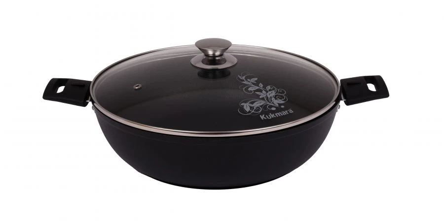 Non-Stick Aluminum Saute Pan 300/85mm by Kukmara with Glass Lid