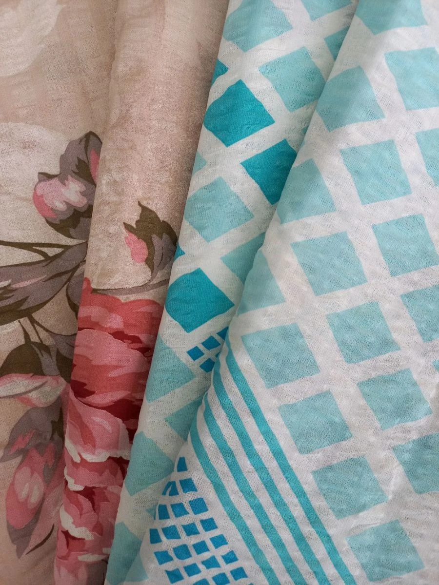 Printed Cotton Fabric "Mitkal" with "Goffre" Finish, 220 cm Width