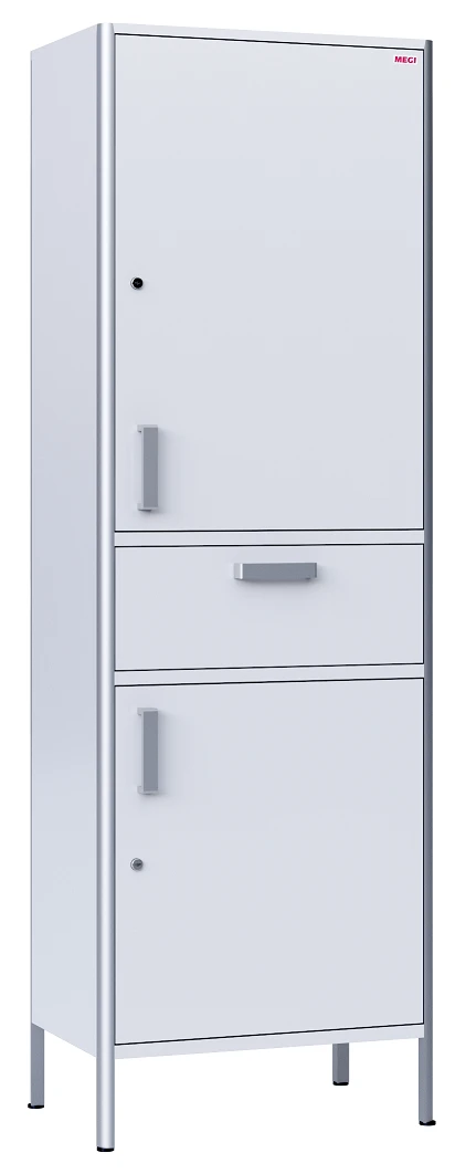 Two-Section Medical Cabinet with Drawer for Storing Medical Supplies" Model: ALU-MED-2S
