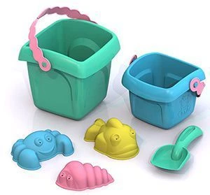 Summer Play Set No. 7 for Kids - Shkoda (Small Bucket + Large Bucket + Big Shovel + 3 Molds)