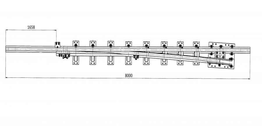Straight Frame Rail with Curved Point for Switch Projects N01.011.1000.00-01