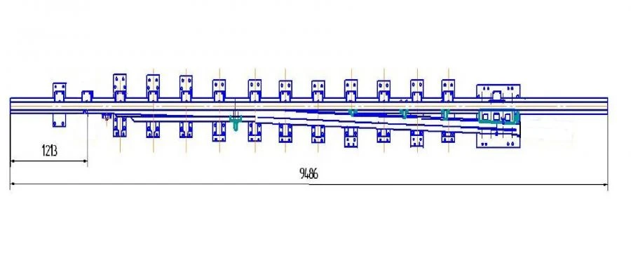 سكة إطار مستقيم P65 مع طرف حاد، مشروع 1580.01.010