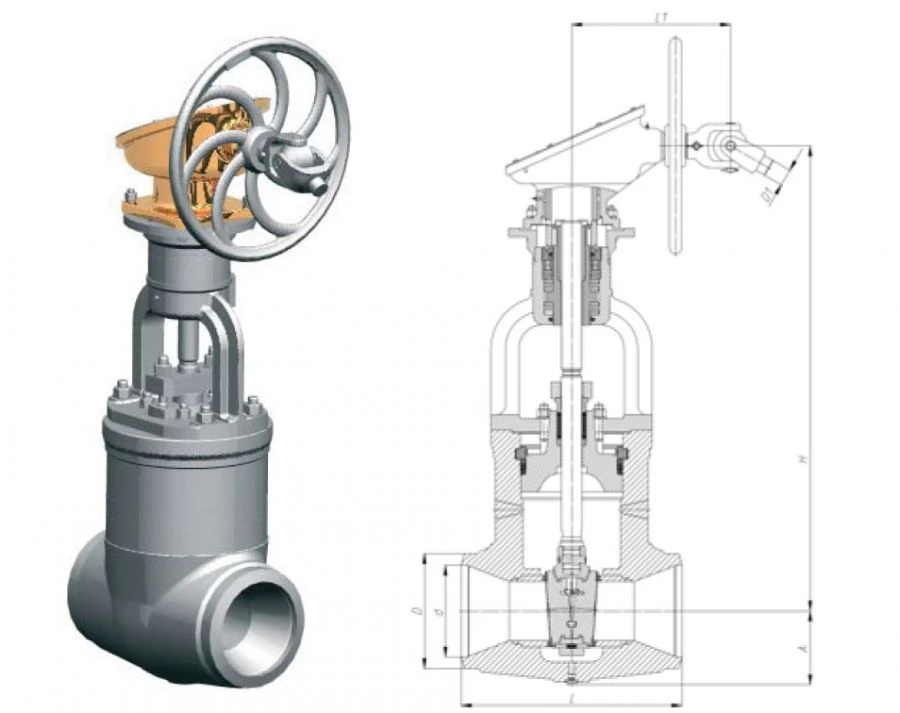 صمام بوابة 1015-150-ЦЗ DN150/PN9.8 МПа