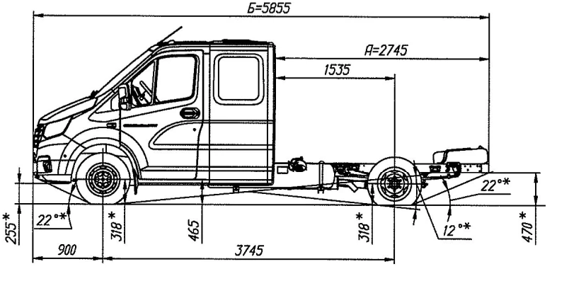 شاسيه GAZelle NN، تعديل A22R35، محرك مزدوج الوقود (بنزين/غاز LPG)