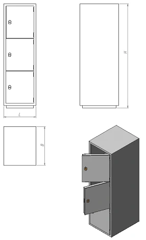 Metal Accounting Cabinet with Three Doors and Two Compartments (Model: ШМ.Б.3)
