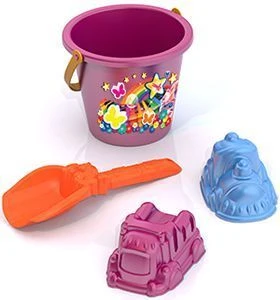 Sand Play Set No. 106 (Bucket, Shovel, 2 Car Molds)