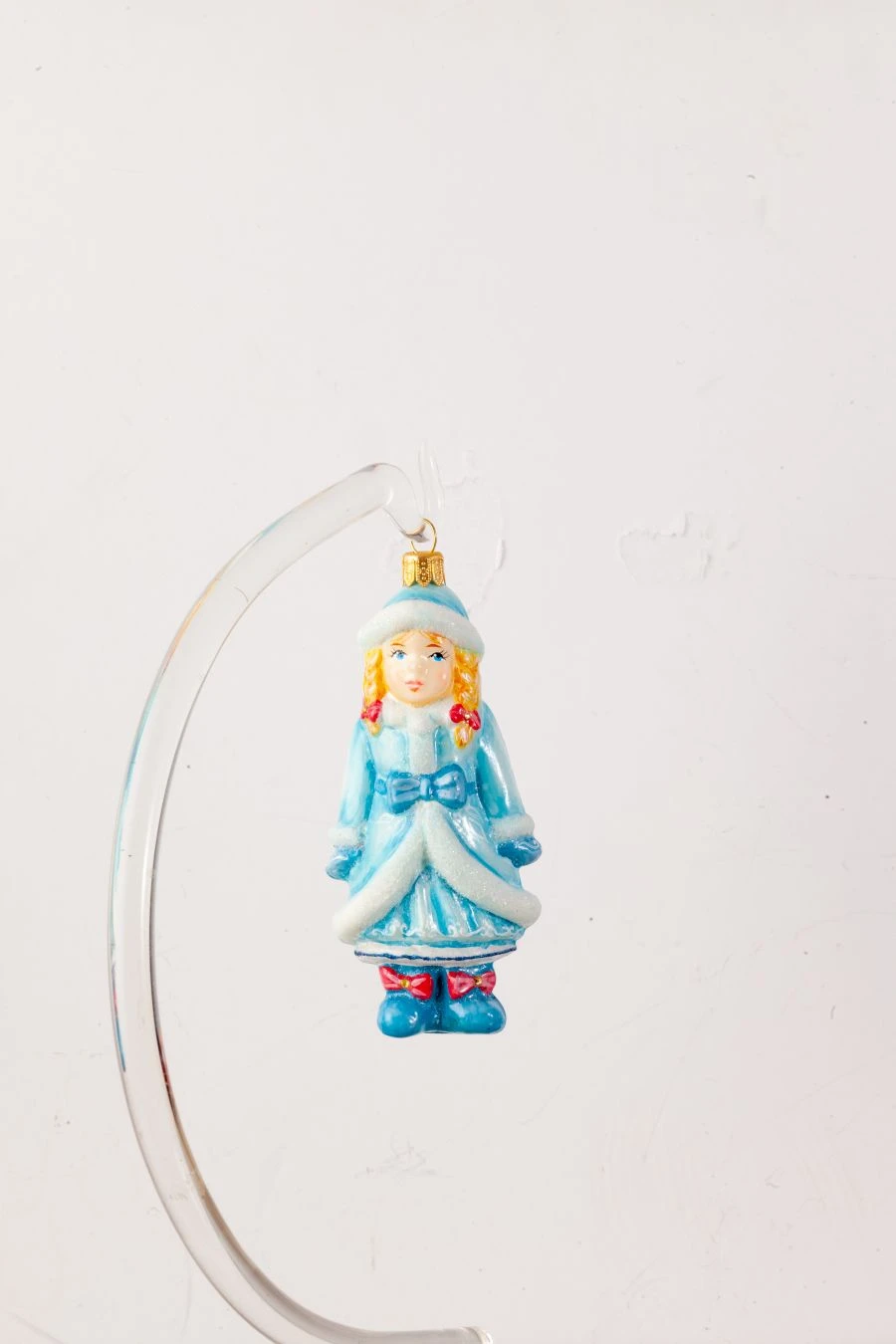 Handcrafted Glass Christmas Ornament "Snow Maiden with Two Braids