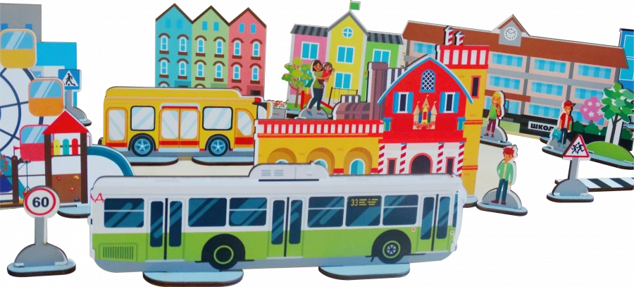 مجموعة البناء الخشبية حياة المدينة TOWN