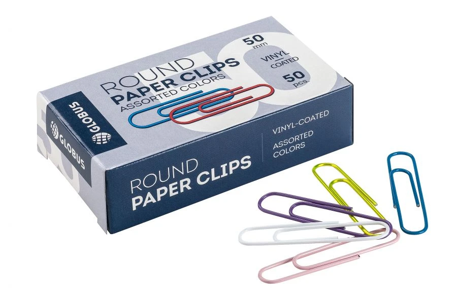 Colorful Metal Paper Clips 50mm, Pack of 50
