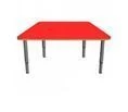 Trapezoidal Table with Metal Frame and Laminate Top