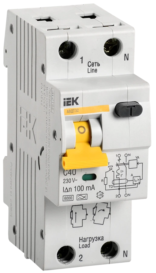 قاطع الدائرة الكهربائية التفاضلي AVDT32 C40 100mA IEK