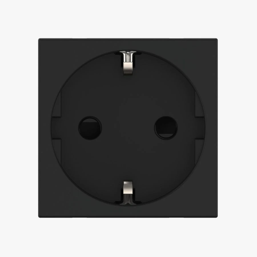 مقبس مودولي مع تأريض وستائر، 16A، 250V، CADUCEUS ALING HIDE، أسود