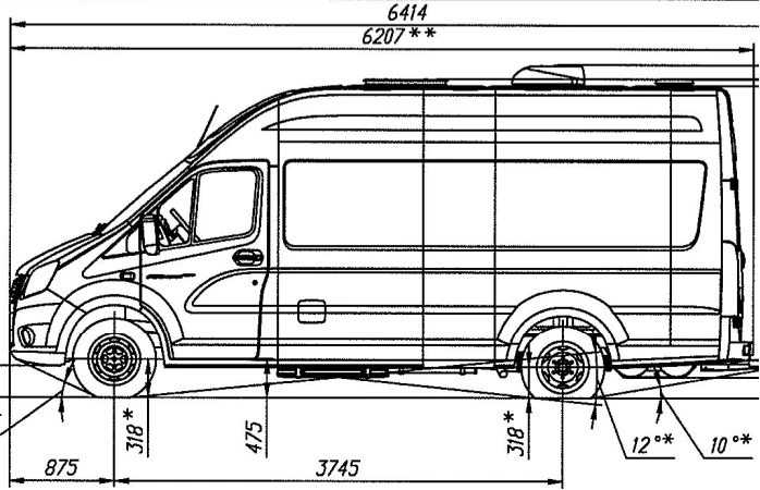 شاسيه GAZelle NN، تعديل A69R35، محرك غاز LPG
