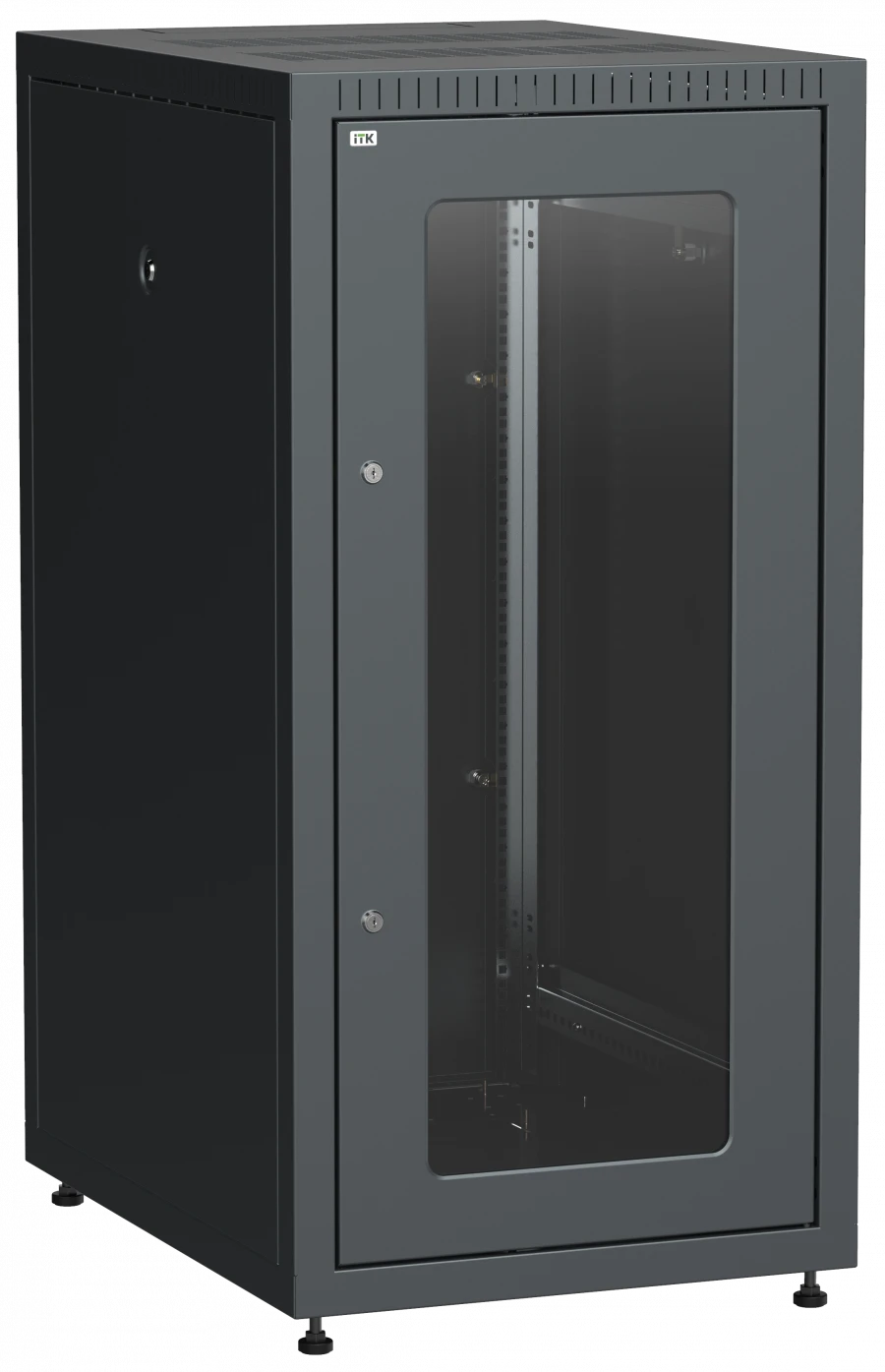 LINEA E 18U Floor Cabinet 600x800mm with 2 Glass and Metal Doors LE05-18U68-GM